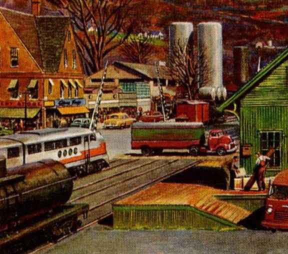 Loading Freight at Small Town Train Station (detail)